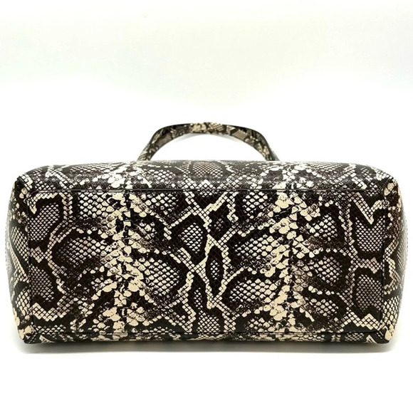 Michael Kors Reed Large Tote Bag Snakeskin Cream/Black - Picture 6 of 12